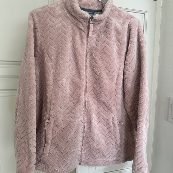 Womens Cozy Fleece Jacket L Large Dusty Rose NICE! - Picture 1 of 2